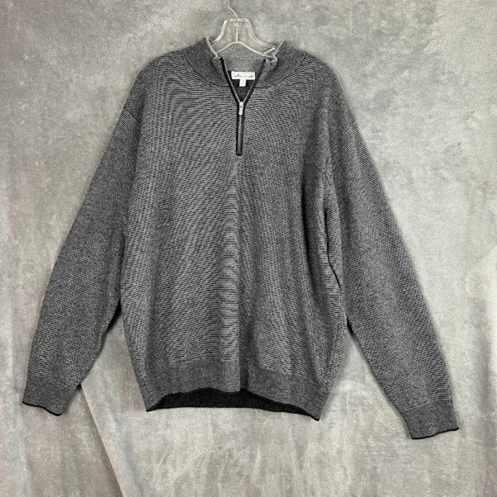 Peter Millar Quarter Zip Sweater Mens XL Merino Cashmere Striped Classic